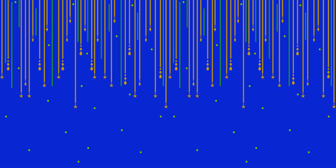 Geometric shape of bold vertical with diamond, tear, circle and stars on blue background. Concept of decoration, motifs, modern, merry, design for Christmas background, texture, print, card, wallpaper