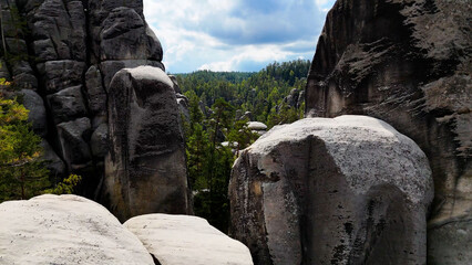 Unique rocks mountain Adrspasske skaly in national park Adrspach, Czech republic