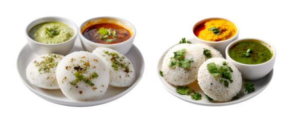 Delicious Idli with Sambar and Chutney South Indian Breakfast
