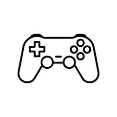Simple black and white illustration of a classic video game controller, perfect for gaming.