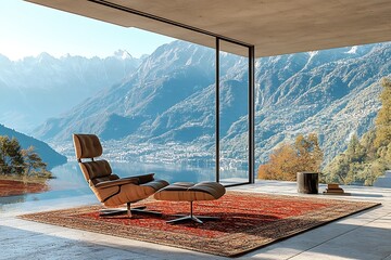Luxury Armchair Lake Mountain View Scenic Landscape