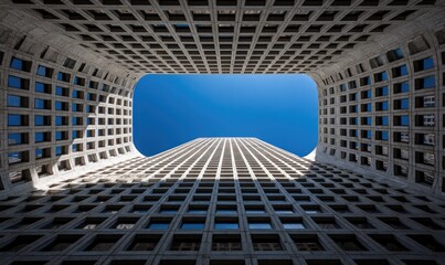 Elevated view of a skyscraper's facade