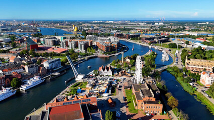 modern european city street houses view from above Gdansk Poland