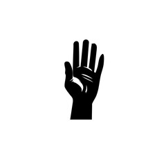 Obraz premium Minimalist Vector Raised Hand Silhouette - Bold Geometric Protest Symbol - High Contrast Flat Design