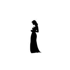 Fototapeta premium Minimalist Black Silhouette Woman Logo – Elegant Female Figure on White Background – Strong Visual Impact