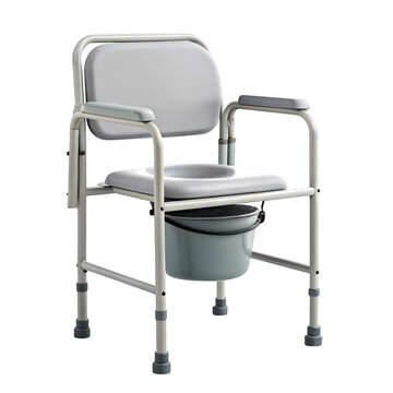 A gray commode chair for elderly care isolated on transparent background