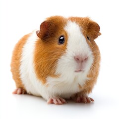 Cute guinea pig, reddish-brown and white,  in profile