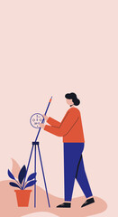 Professional person operating a surveying or scientific instrument on a tripod, symbolizing precision, engineering, and data analysis in a modern work environment.