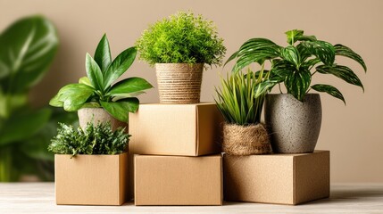 Plants in boxes; eco-friendly moving