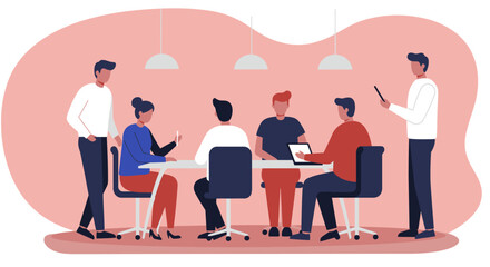 Diverse business team collaborating in a modern office meeting. Ideal for concepts of teamwork, strategy, and corporate development.