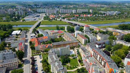 city ​​architecture europe drone flyover old town Opole Poland