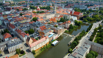 city ​​architecture europe drone flyover old town Opole Poland