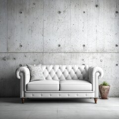 Modern, light, tufted couch in room
