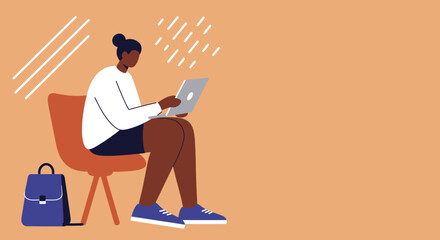 Focused person uses laptop for remote work or online learning, embodying digital productivity, freelance lifestyle, or modern education concepts.