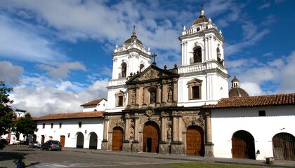 Obraz premium Colonial church facade with courtyard