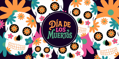 Dia de los muertos, Day of the dead, Mexican holiday, festival. Viva Mexico. Mexican culture, Mexican Fiesta, Mexican Menu restaurant and Cinco de Mayo cards, posters, banners in modern catoon style.