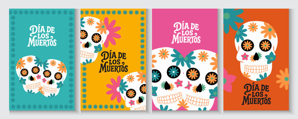 Dia de los muertos, Day of the dead, Mexican holiday, festival. Viva Mexico. Mexican culture, Mexican Fiesta, Mexican Menu restaurant and Cinco de Mayo cards, posters, banners in modern catoon style.