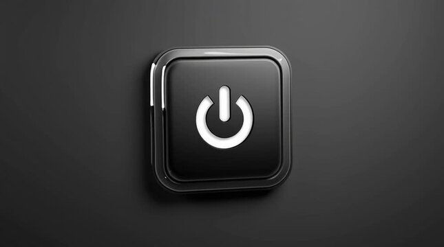 Power Button Icon: A sleek, modern power button icon set against a dark backdrop, embodying simplicity and functionality in a digital design. 