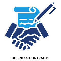 Business Contracts Icon – Handshake, Agreement, and Document Signing Symbol