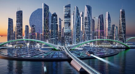 Futuristic Cityscape - A Vision of Tomorrows Urban Landscape.