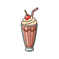 Classic ice cream float beverage with fizzy soda and a bright red cherry topping
