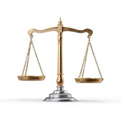 Gold and Silver Balance Scale with Chains on White Background