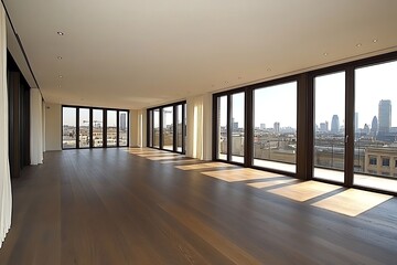 Luxury City View Apartment with Hardwood Floors and Panoramic Windows