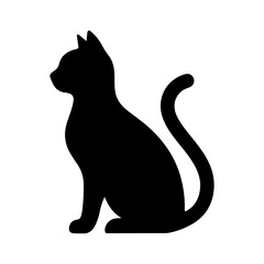 Sitting cat silhouette with transparent background