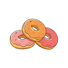 Delicious mini donuts covered in sweet glaze and sugar presented on a clean white background