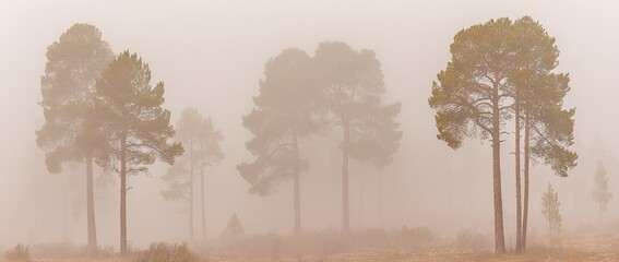 Misty pine forest