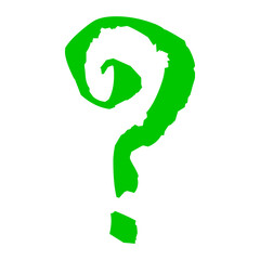 Green question mark with swirl isolated on transparent background