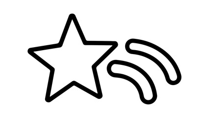 Star and shooting star outline with transparent background