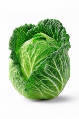 Obraz premium Fresh savoy cabbage standing on white background