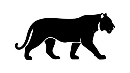Tiger silhouette walking with transparent background