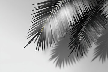 Obraz premium Palm fronds cast shadows on a light gray wall