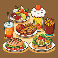 Food vector, Food  design, Food  concept, Food  post, Food  cartoon, Food  icon, Food  template, Food  art, Food  topics, Food doodle