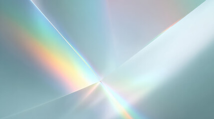 Serene abstract background of light refraction through prism, creating beautiful rainbow spectrum. dispersion of color and crystal effect give feeling of tranquility