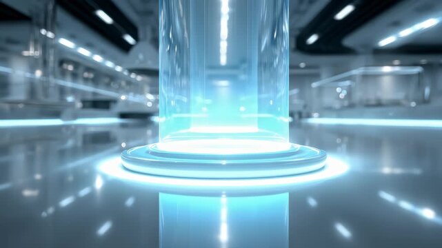 Futuristic Technology Display Platform with Flowing Light and Shadow