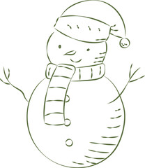 Snowman with Scarf and Hat Sketch