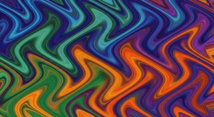 Fototapeta premium Vibrant Abstract Wavy Pattern in Green, Blue, Orange, and Purple