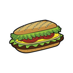 Delicious torta sandwich with fresh avocado lettuce and savory meat for advertising