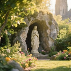 성모마리아상이있는자연동굴정원