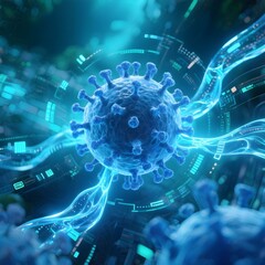 세포와바이러스의파란빛과학시각화