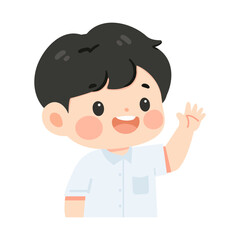 Illustration of Boy Waving Raising Hand