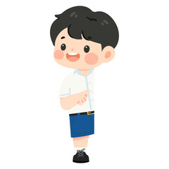 Illustration of Schoolboy in Uniform Pointing