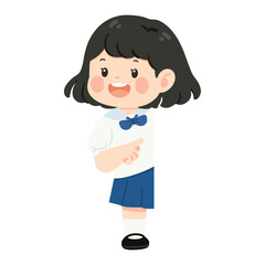 Illustration of Schoolgirl Pointing Right