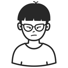 A man with glasses. Portraits of people black outline stroke. Vector pictures of avatar icon.