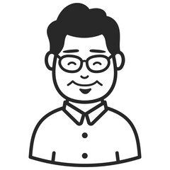 A smiley business man. Portraits of people black outline stroke. Vector pictures of avatar icon.