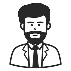 Business man in suit. Portraits of people black outline stroke. Vector pictures of avatar icon.