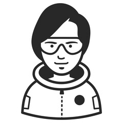 A man in astronaut suit. Portraits of people black outline stroke. Vector pictures of avatar icon.